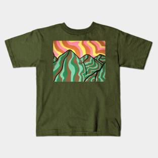 Groovy Mountains Painting Kids T-Shirt